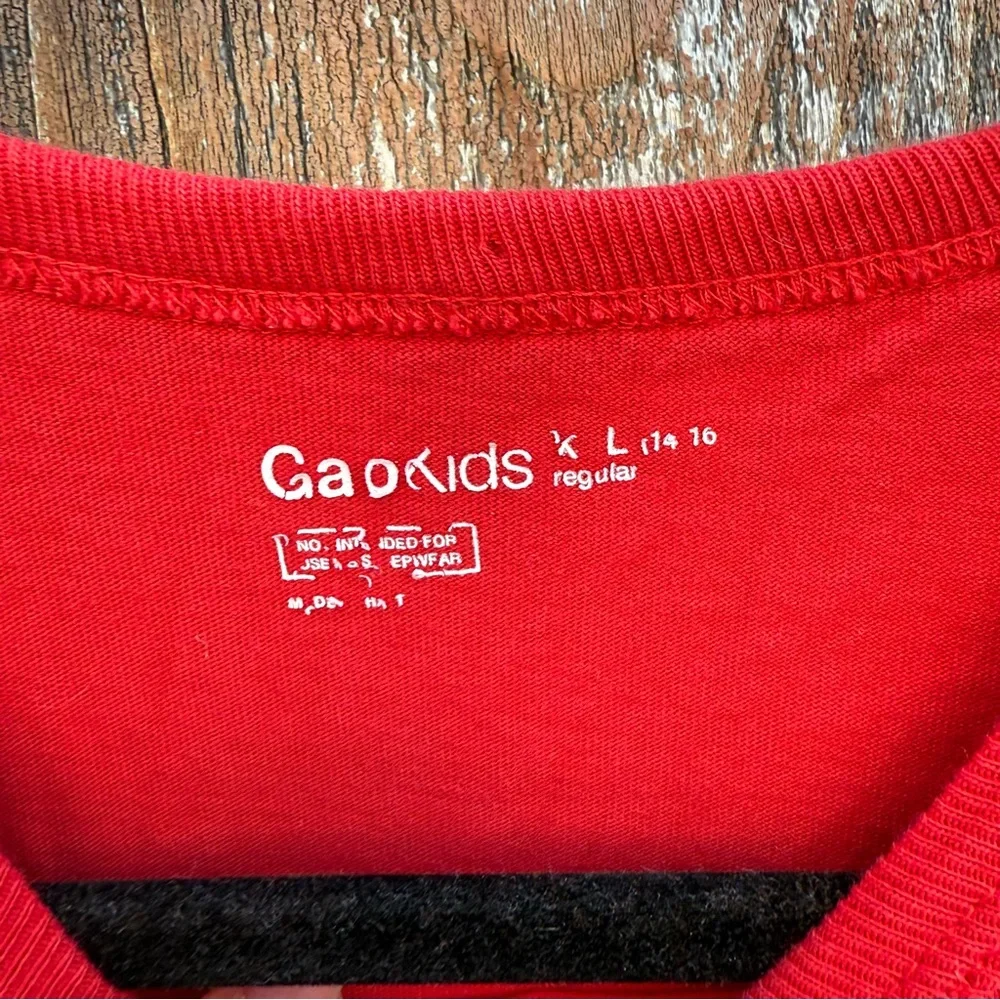 GAP Kids Red Logo Long Sleeve Tee Shirt Size 14-16 - Picture 3 of 7